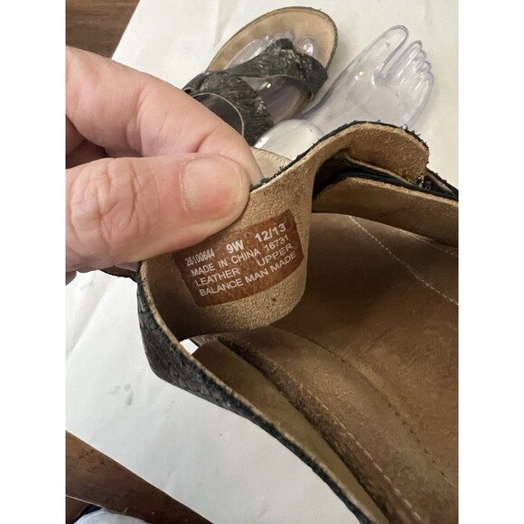 Clarks Artisan Perri Coast Metallic Bronze Leather Snake Slide Sandals Size 9 W - Picture 6 of 6